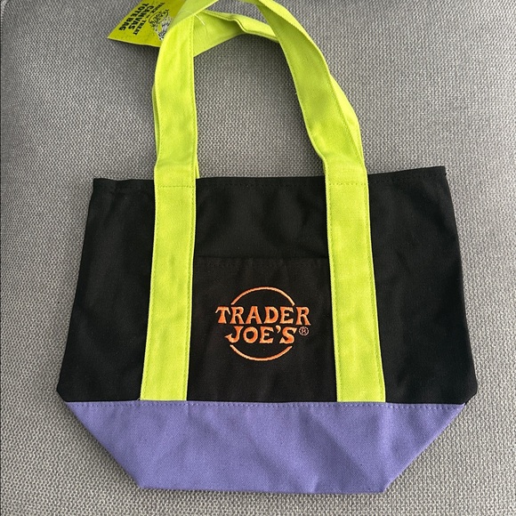 trader joes Handbags - Trader Joe's Black and Purple Tote Bag